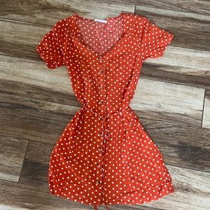 Elodie girls orange polka dot wrap around dress
